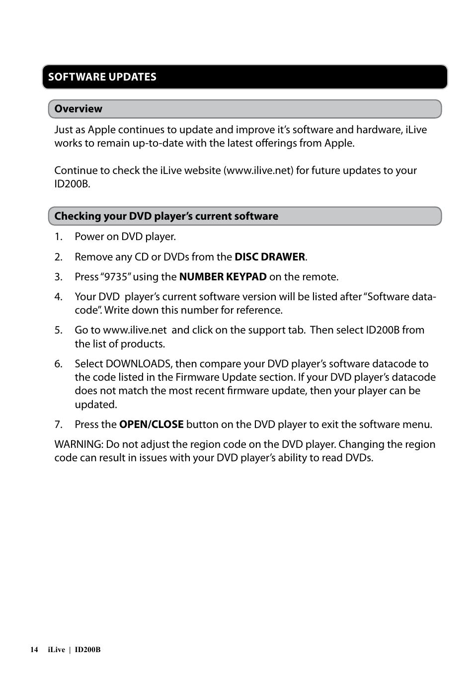 iLive ID200B User Manual | Page 14 / 16