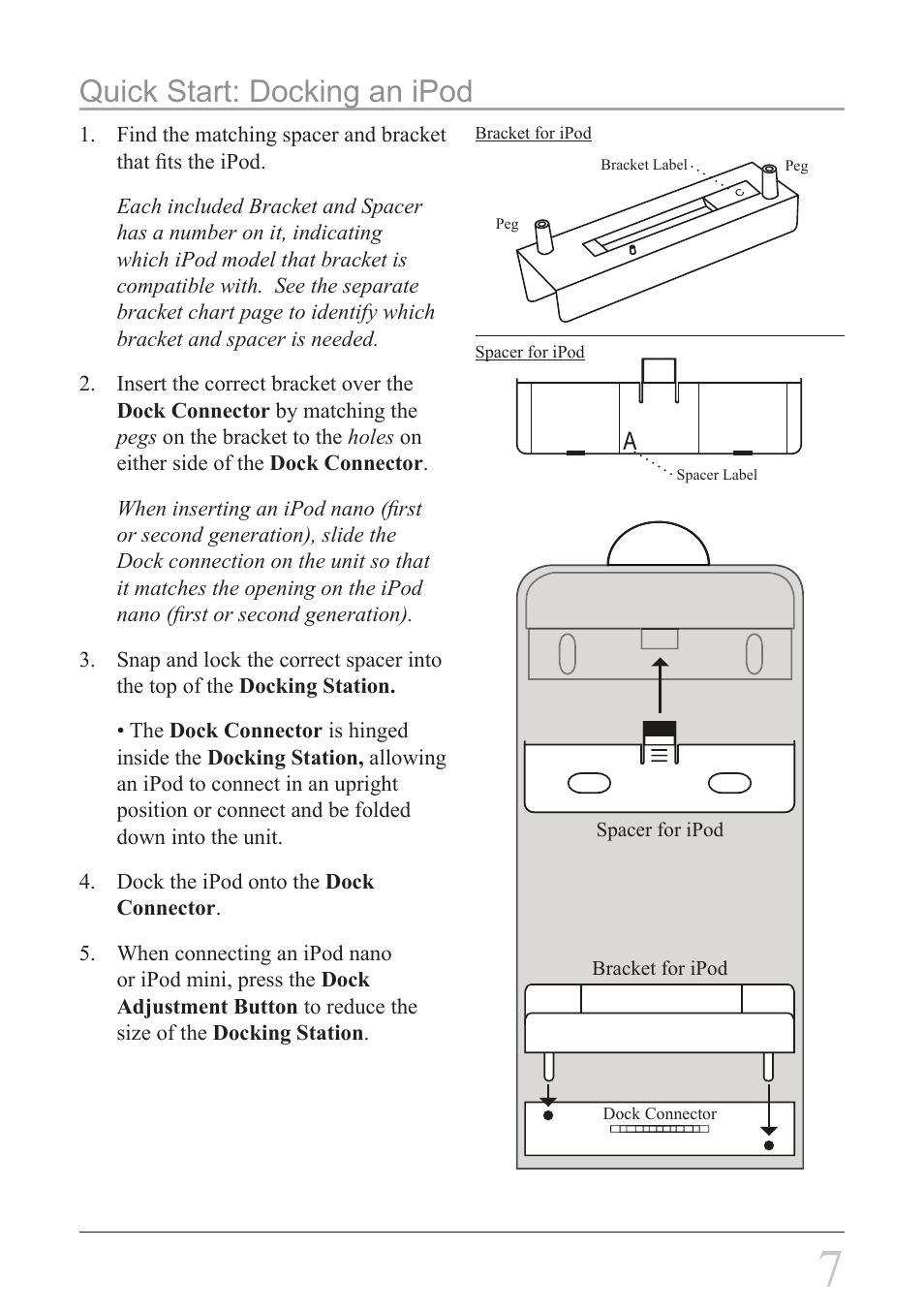 Quick start: docking an ipod | iLive IP908B User Manual | Page 7 / 24