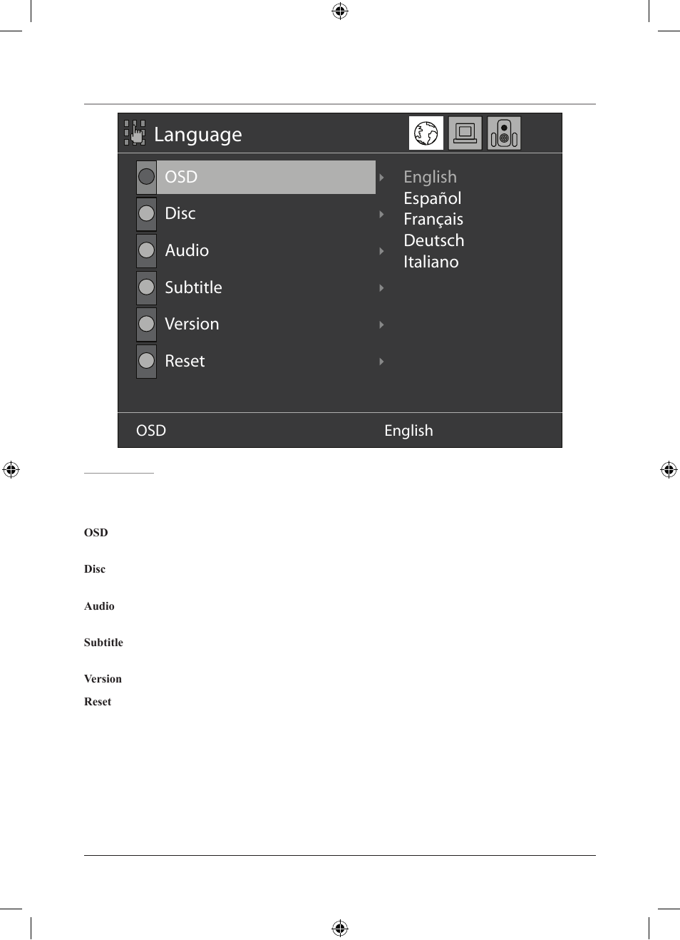 Language, The setup menu | iLive IJ608B User Manual | Page 21 / 24