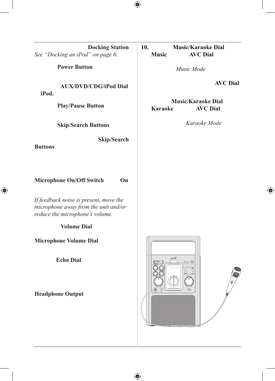 Playing an ipod or an ipod karaoke song | iLive IJ608B User Manual | Page 7 / 24