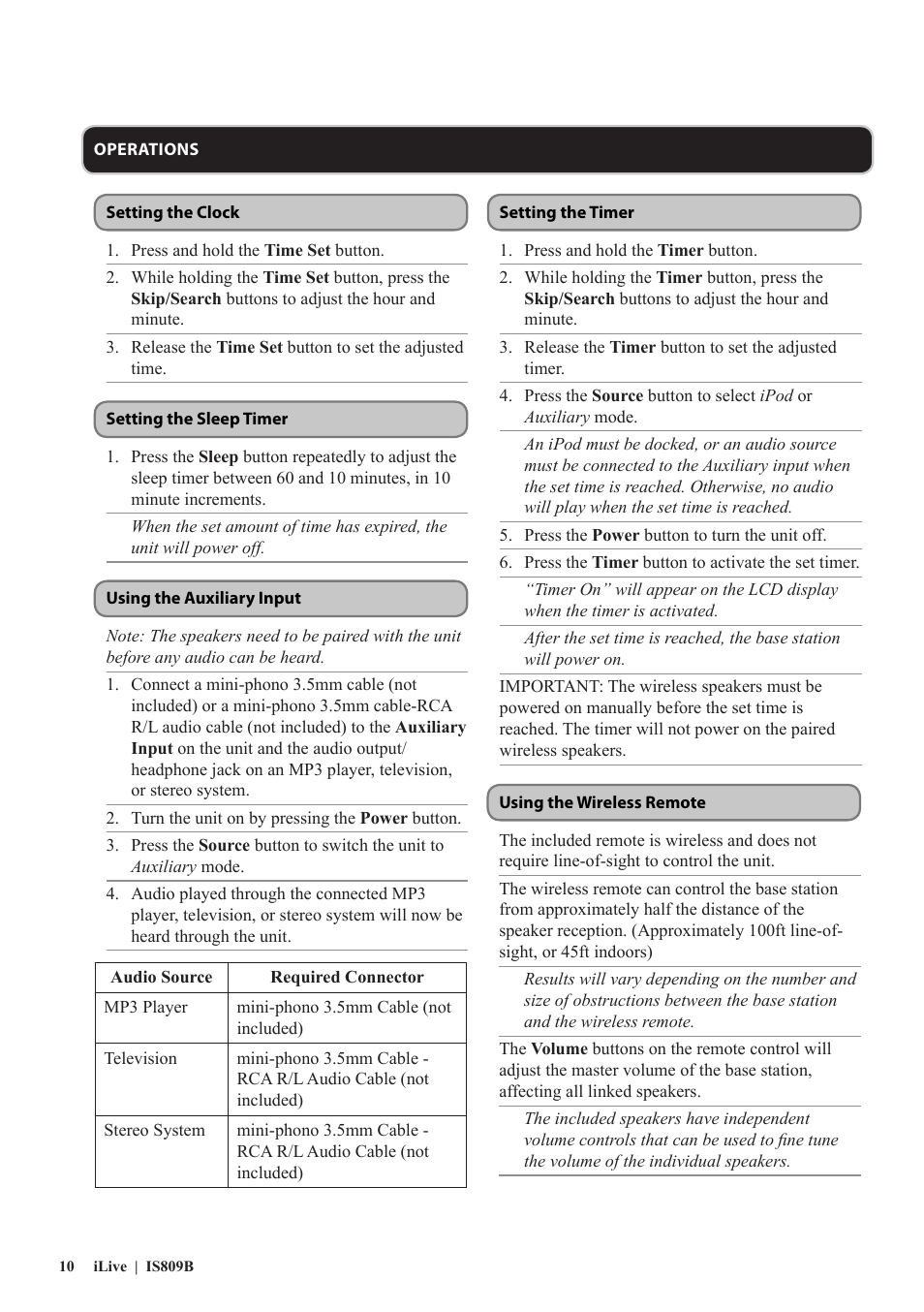 iLive IS809B User Manual | Page 10 / 12