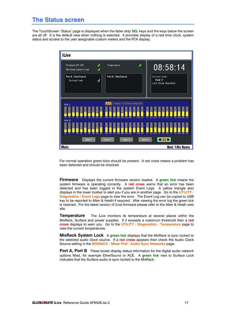 The status screen | iLive T SERIES AP6526 User Manual | Page 17 / 111