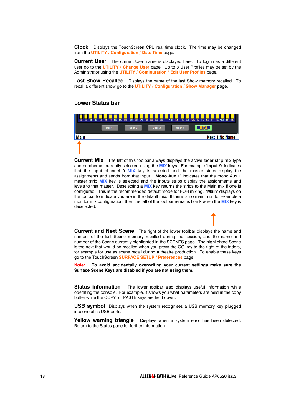 Lower status bar | iLive T SERIES AP6526 User Manual | Page 18 / 111
