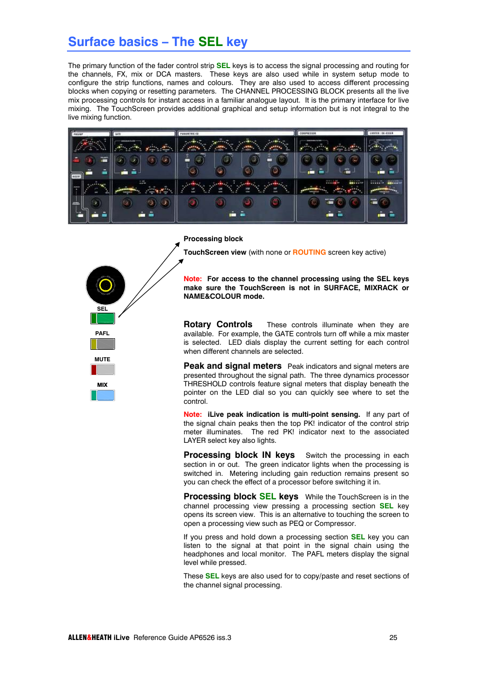 Surface basics – the sel key | iLive T SERIES AP6526 User Manual | Page 25 / 111