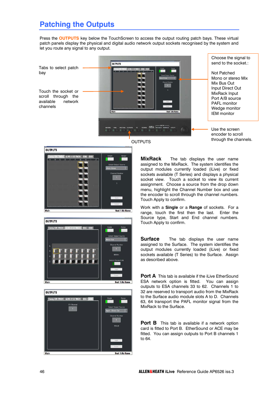 Patching the outputs | iLive T SERIES AP6526 User Manual | Page 46 / 111