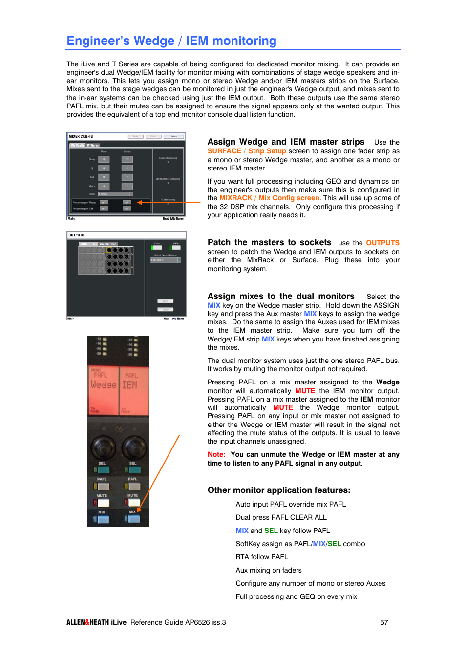 Engineer’s wedge / iem monitoring | iLive T SERIES AP6526 User Manual | Page 57 / 111