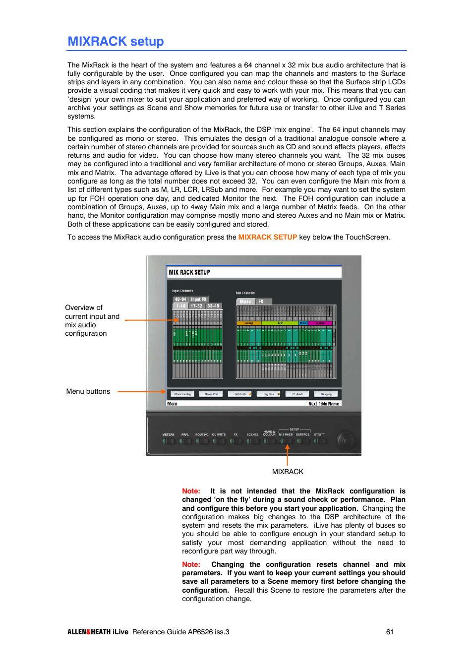 Mixrack setup | iLive T SERIES AP6526 User Manual | Page 61 / 111