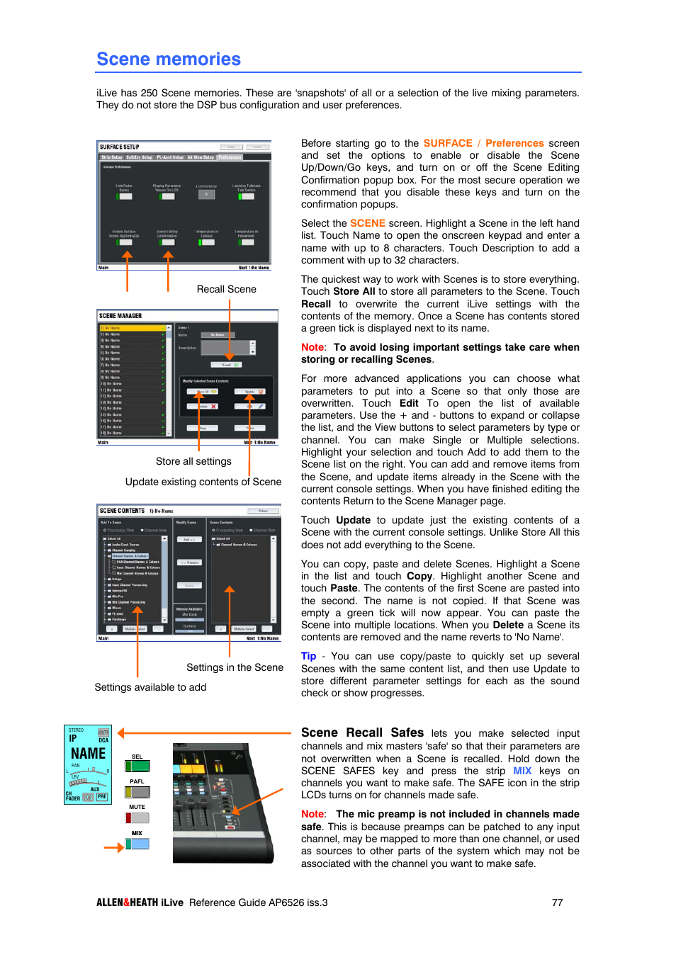 Name, Scene recall safes | iLive T SERIES AP6526 User Manual | Page 77 / 111