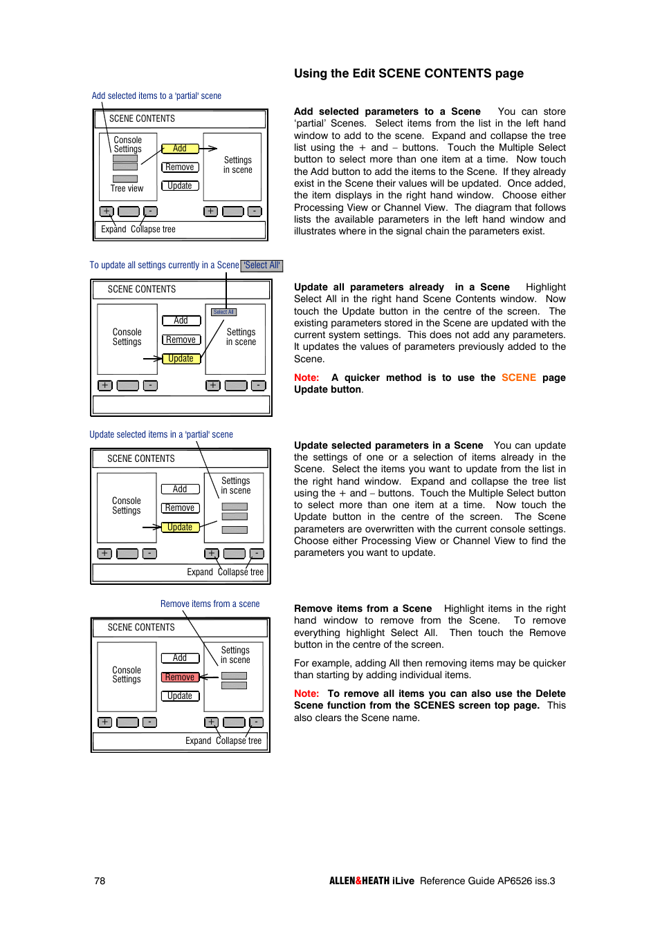 Using the edit scene contents page | iLive T SERIES AP6526 User Manual | Page 78 / 111