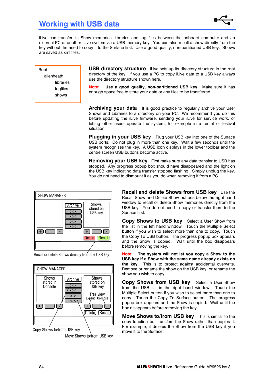 Working with usb data | iLive T SERIES AP6526 User Manual | Page 84 / 111