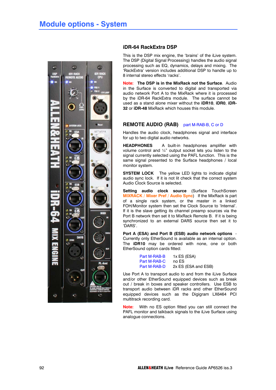 Module options - system | iLive T SERIES AP6526 User Manual | Page 92 / 111