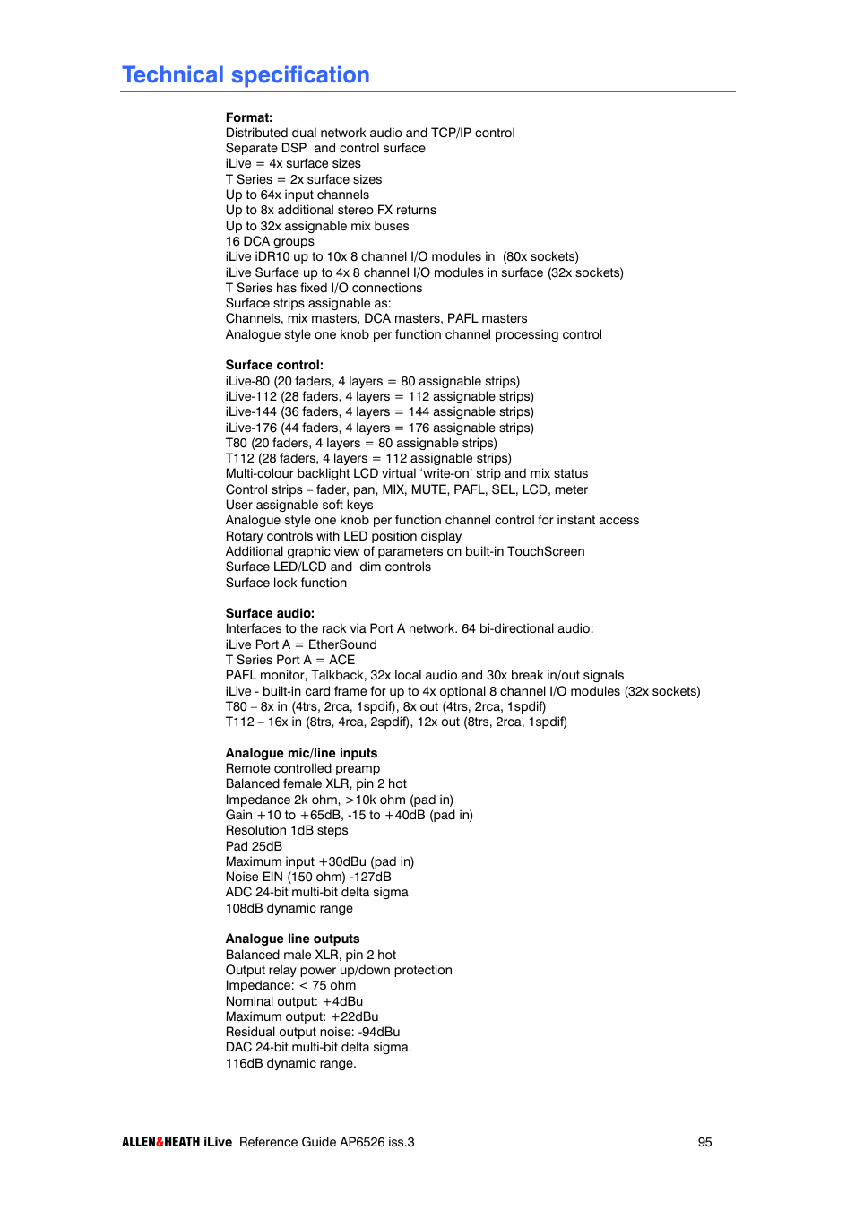 Technical specification | iLive T SERIES AP6526 User Manual | Page 95 / 111