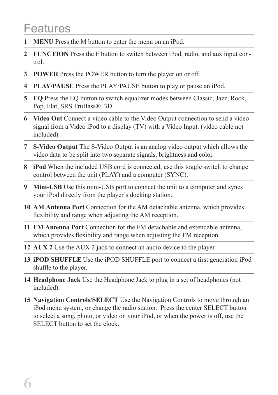 Features | iLive IHS1 IHT3807DT User Manual | Page 6 / 12