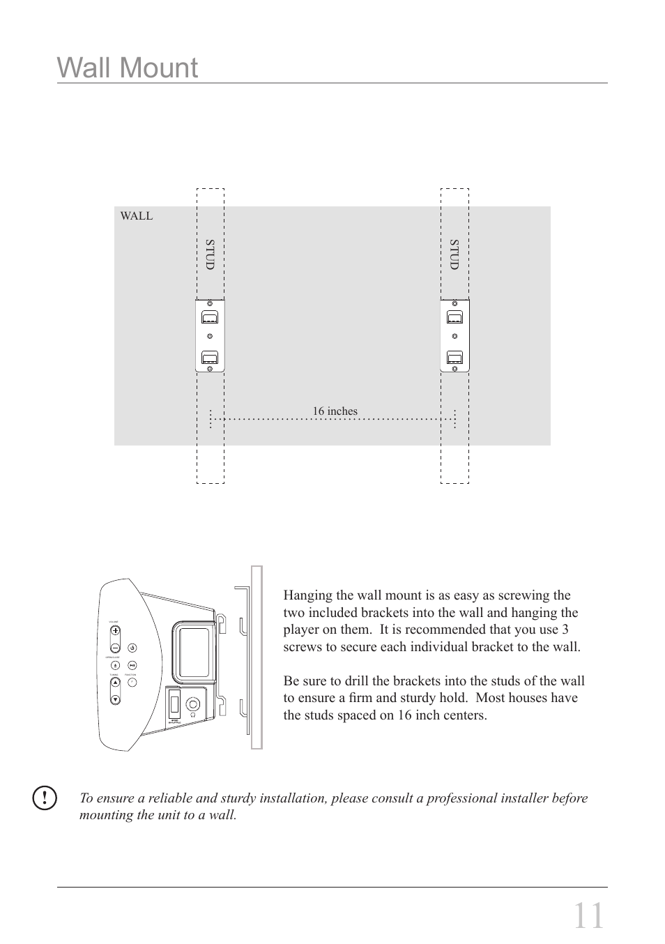Wall mount | iLive IHT3817DT User Manual | Page 11 / 12