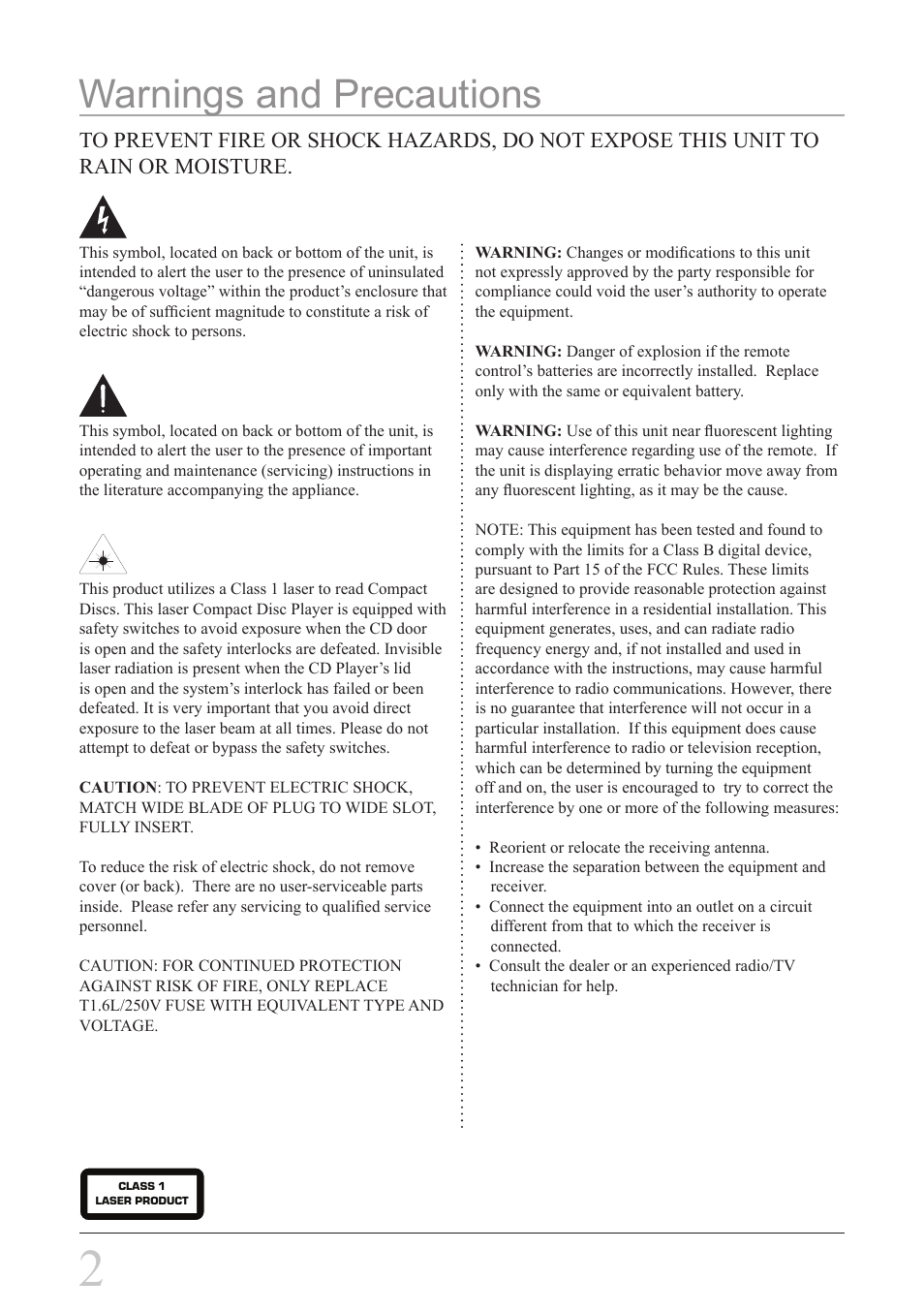 Warnings and precautions | iLive IHT3817DT User Manual | Page 2 / 12