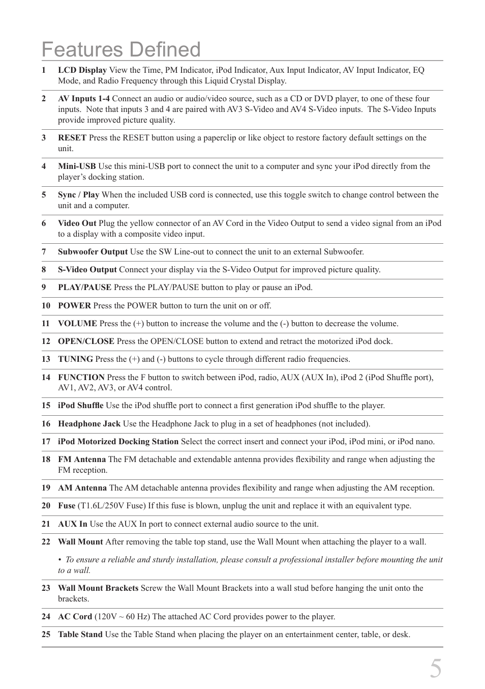Features defined | iLive IHT3817DT User Manual | Page 5 / 12