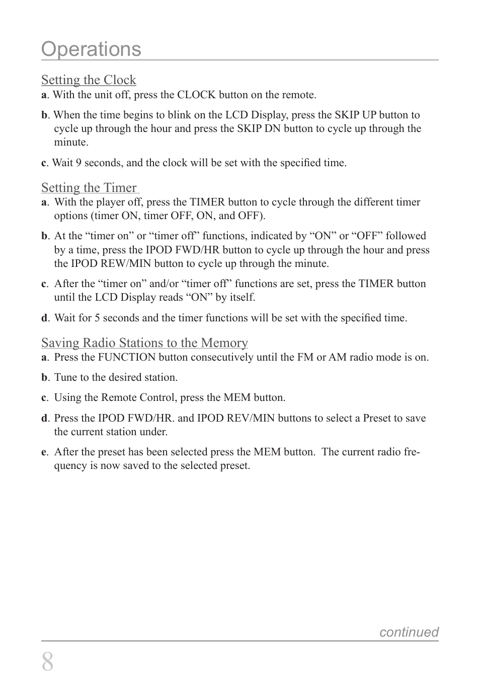 Operations | iLive IHT3817DT User Manual | Page 8 / 12