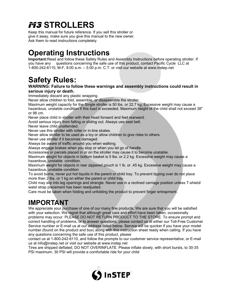 InStep M3 User Manual | 6 pages