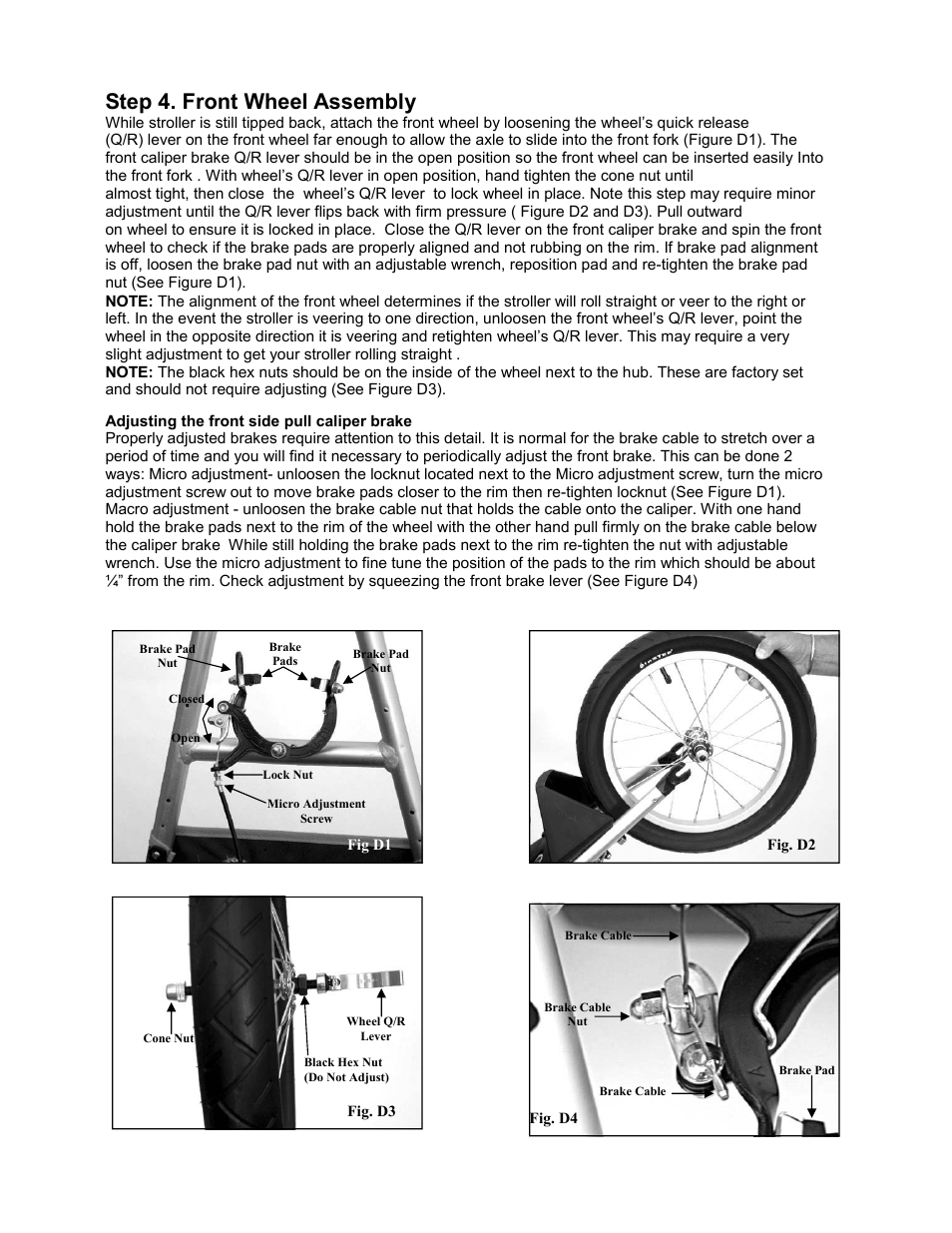 Step 4. front wheel assembly | InStep M3 User Manual | Page 3 / 6