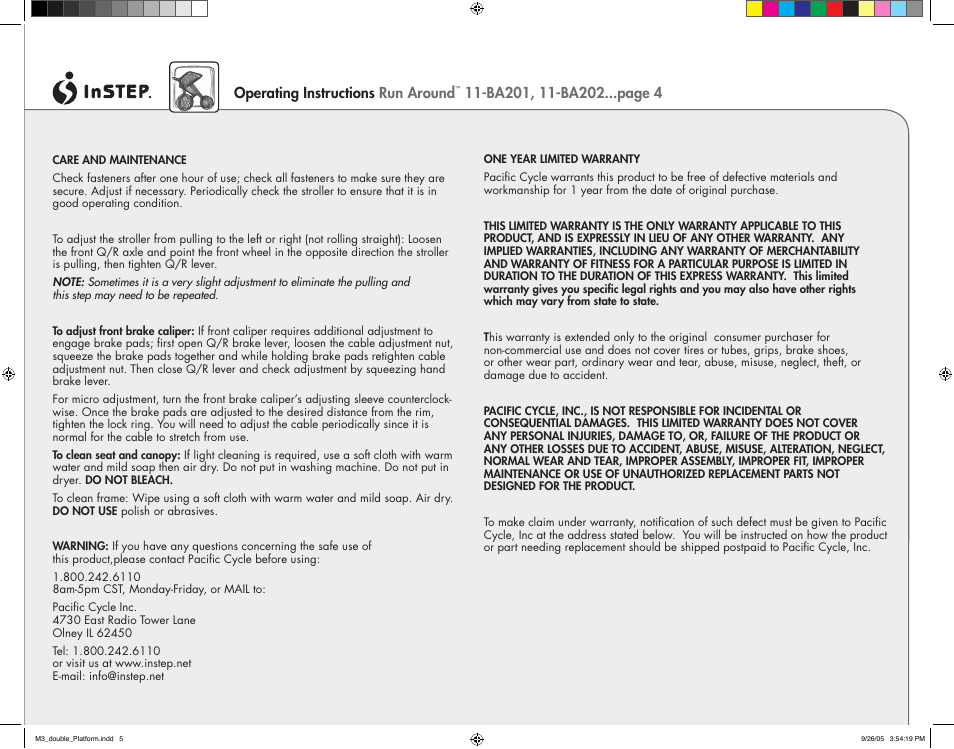InStep 11-BA201 User Manual | Page 4 / 4