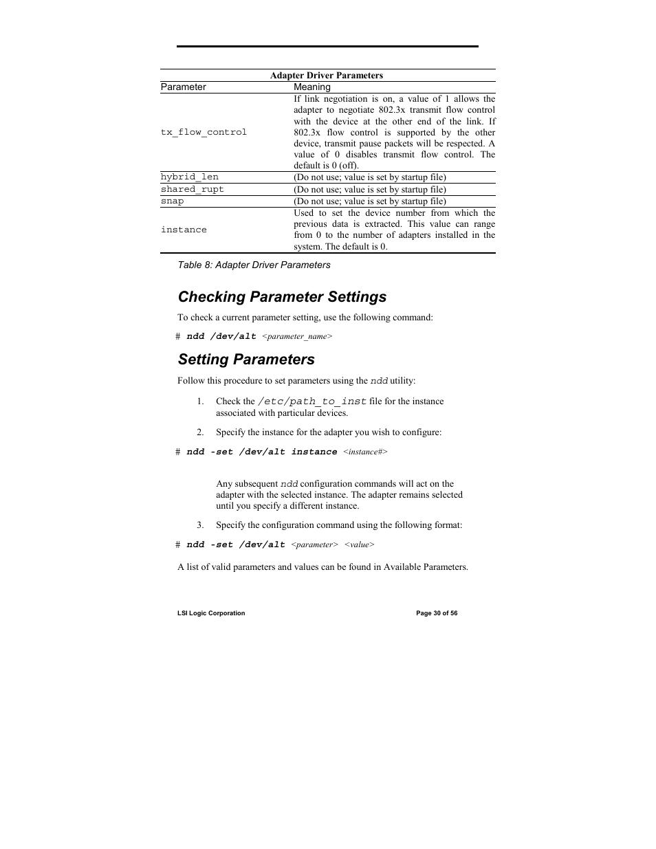 Checking parameter settings, Setting parameters | IntraServer Technology ITIpci 5100G/GF User Manual | Page 30 / 56