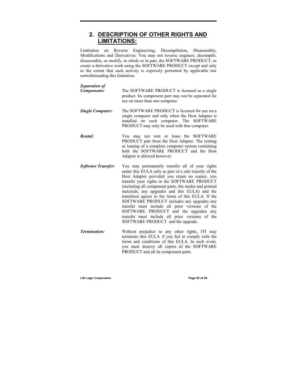 Description of other rights and limitations | IntraServer Technology ITIpci 5100G/GF User Manual | Page 52 / 56