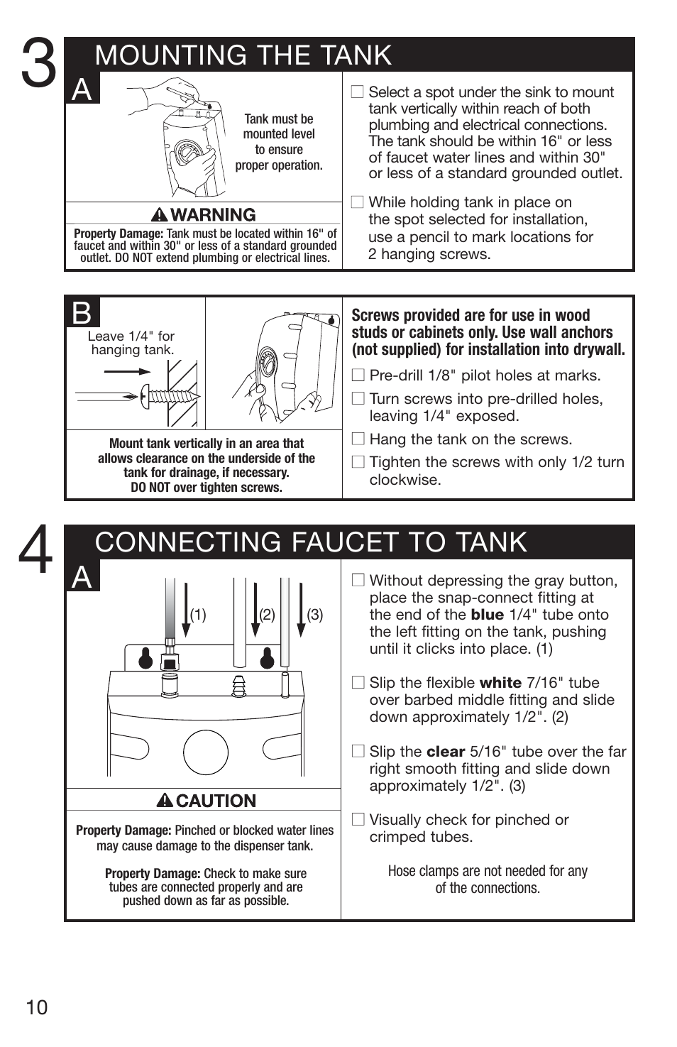 Mounting the tank connecting faucet to tank | InSinkErator H770 User Manual | Page 10 / 43