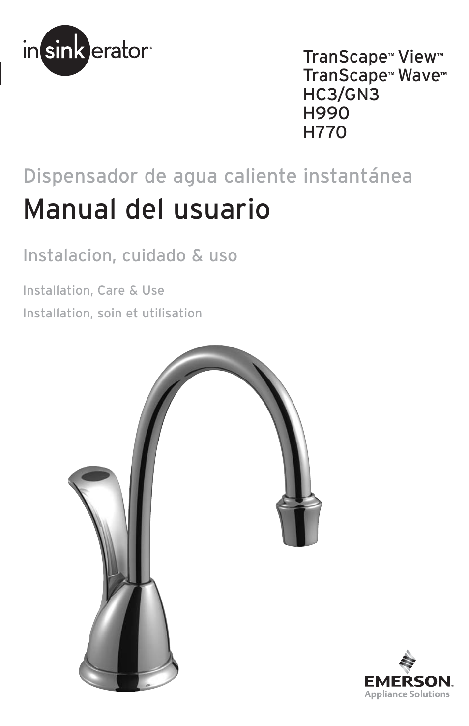 Manual del usuario, Dispensador de agua caliente instantánea, Transcape | View, Wave | InSinkErator H770 User Manual | Page 15 / 43
