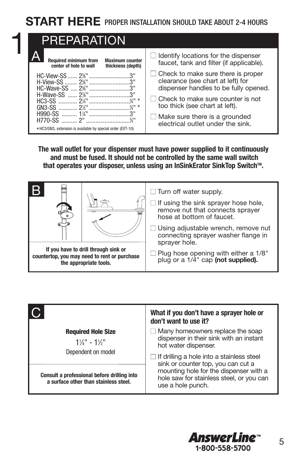Preparation start here, Proper installation should take about 2-4 hours | InSinkErator H770 User Manual | Page 5 / 43