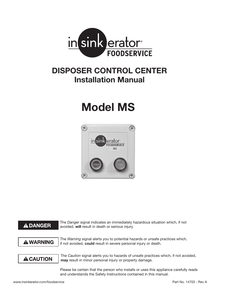 InSinkErator MS User Manual | 10 pages