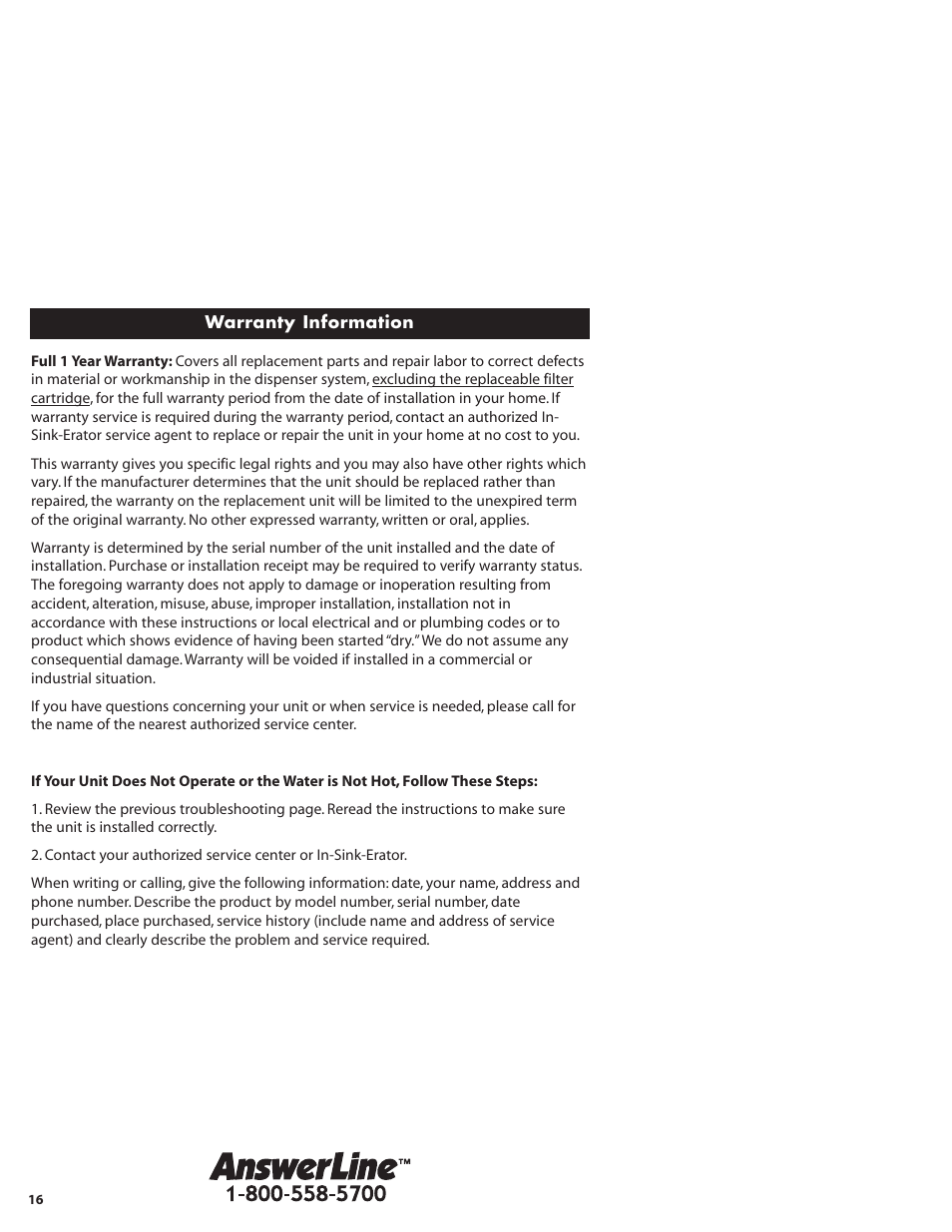 InSinkErator GN1100 User Manual | Page 16 / 17