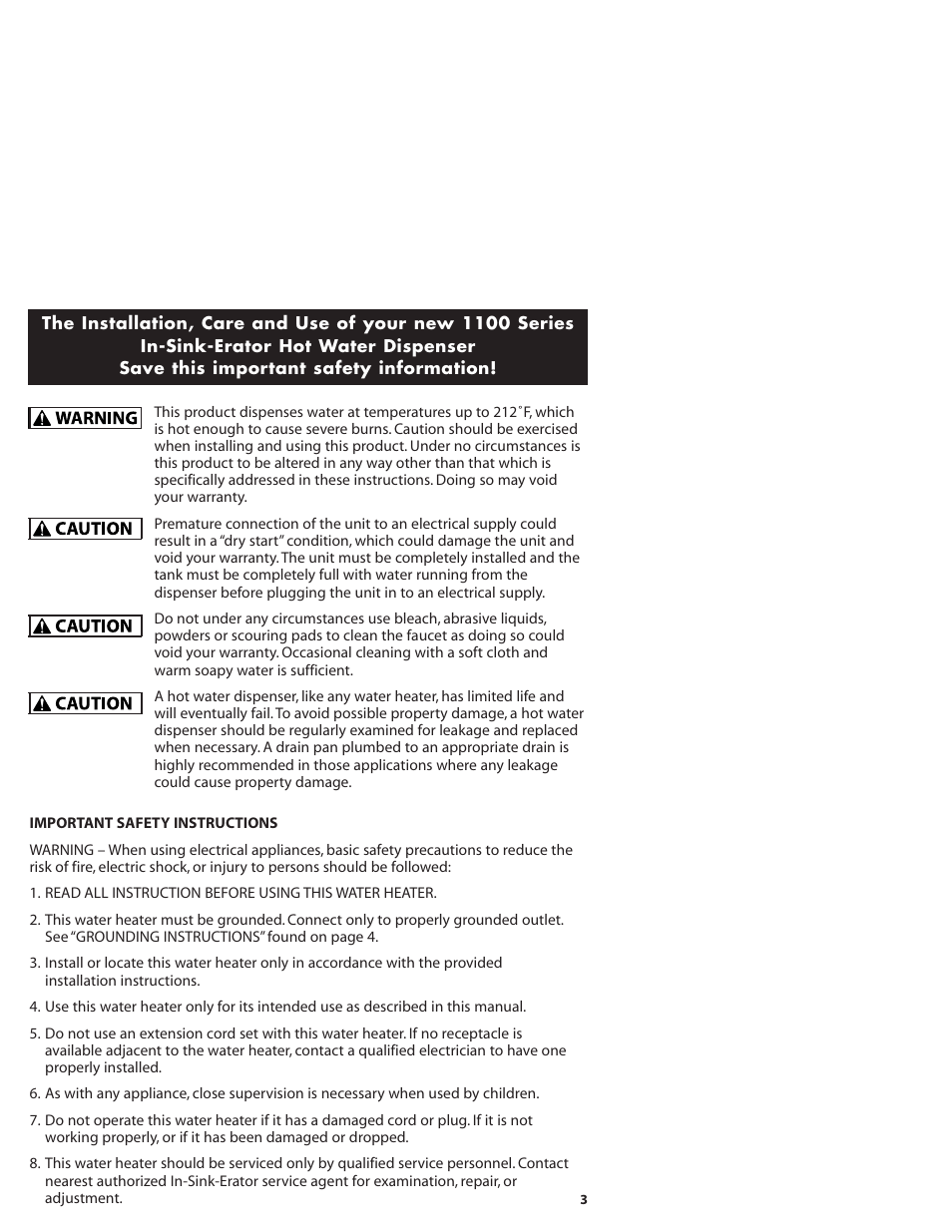 InSinkErator GN1100 User Manual | Page 3 / 17