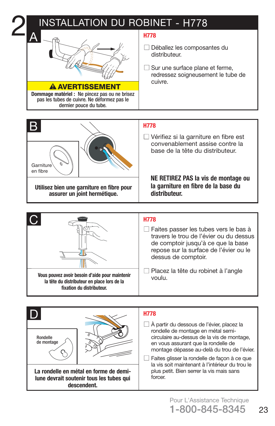 H778, Installation du robinet | InSinkErator H778 User Manual | Page 23 / 28