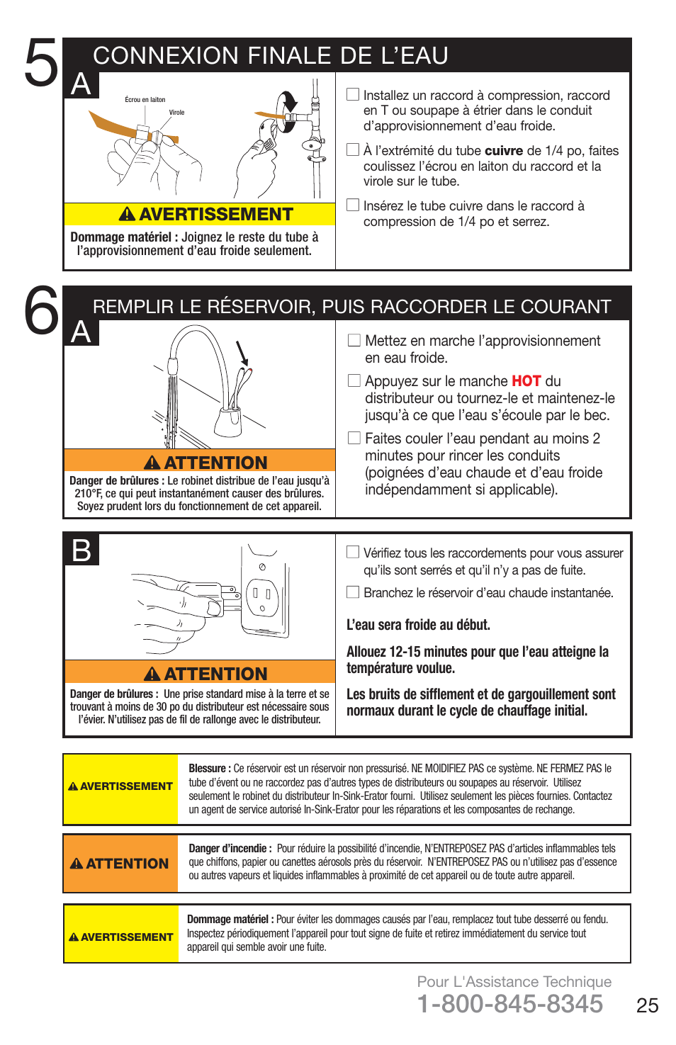 Connexion finale de l’eau | InSinkErator H778 User Manual | Page 25 / 28