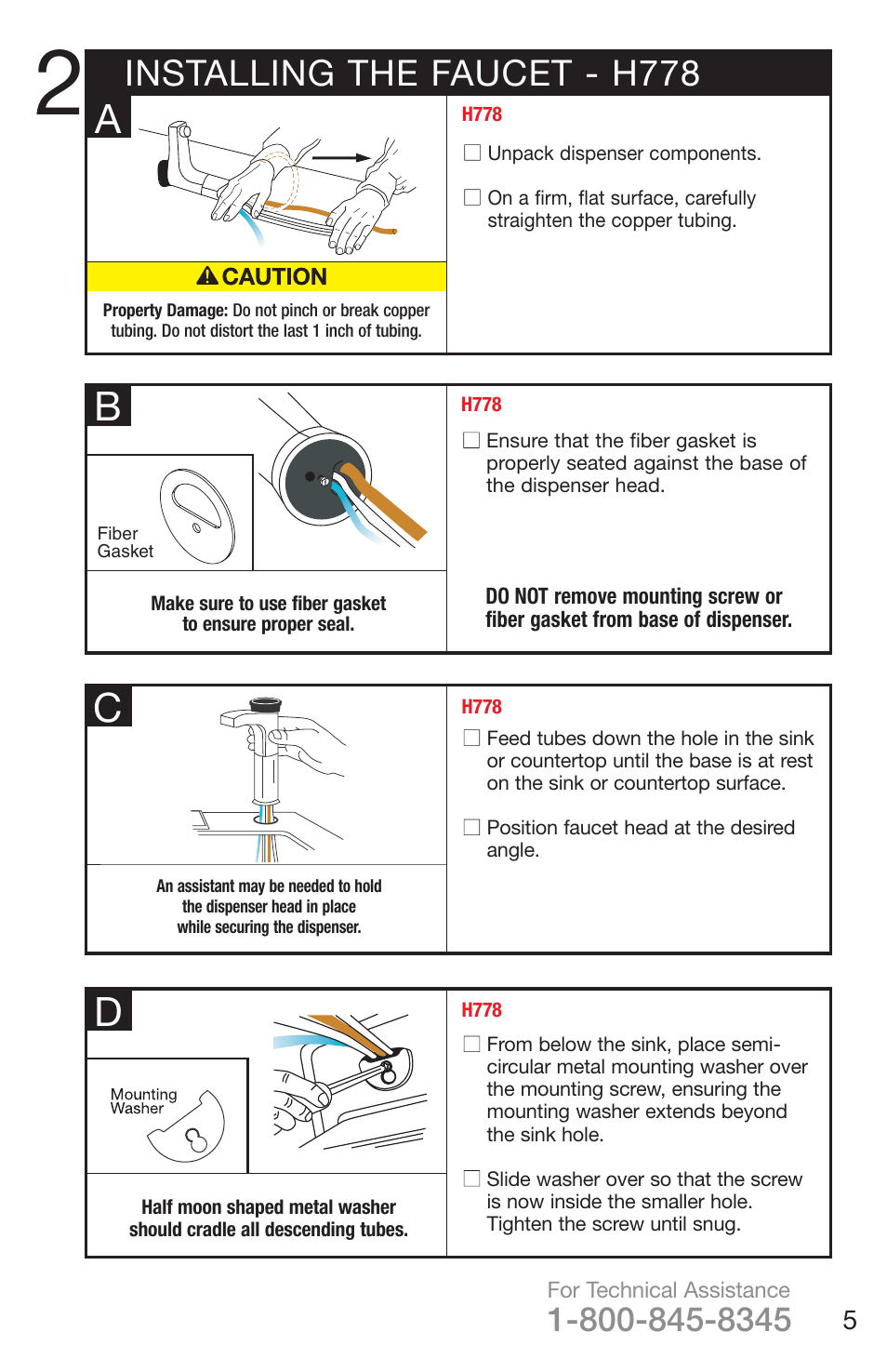 Installing the faucet - h778 | InSinkErator H778 User Manual | Page 5 / 28