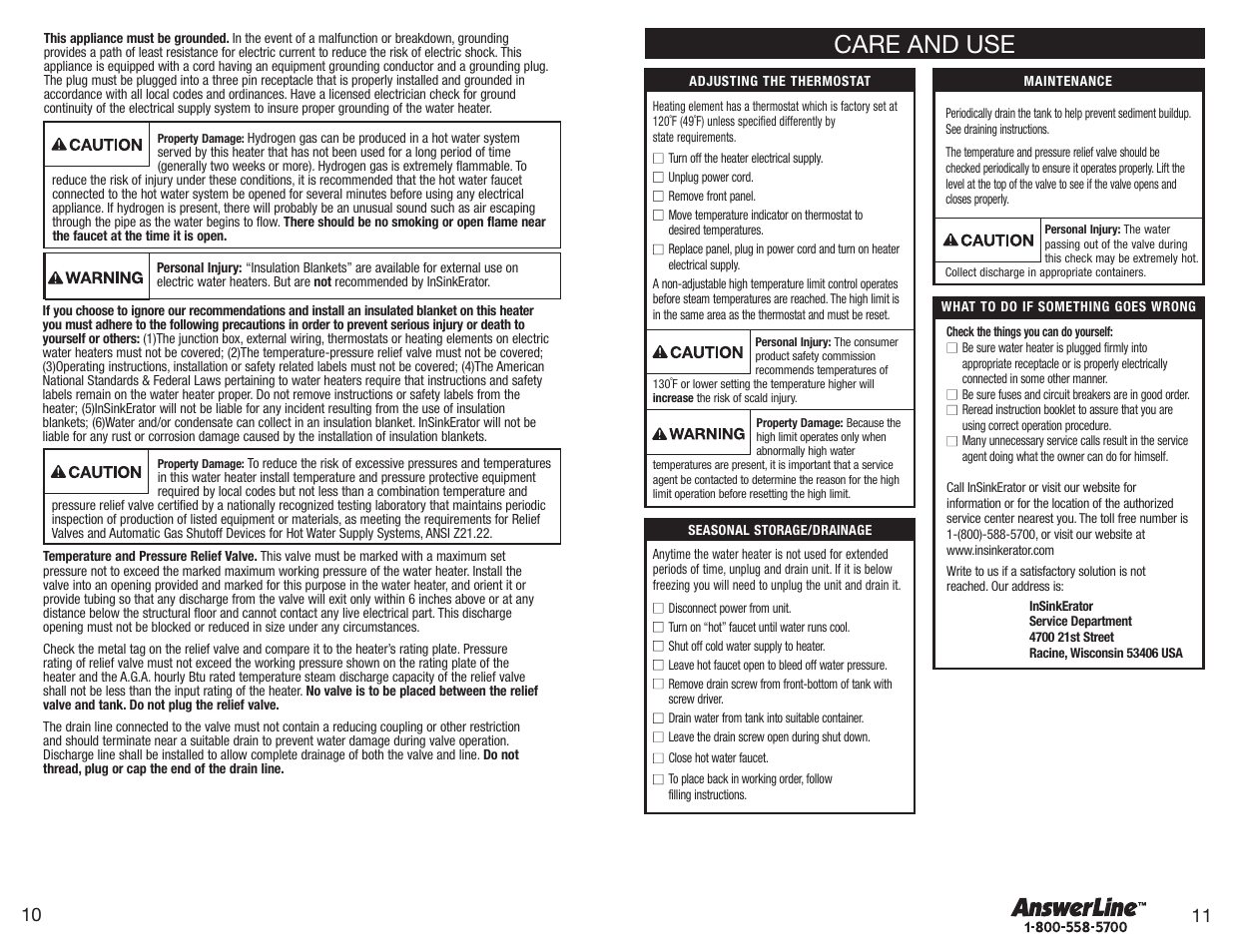 Care and use | InSinkErator 152 User Manual | Page 6 / 8