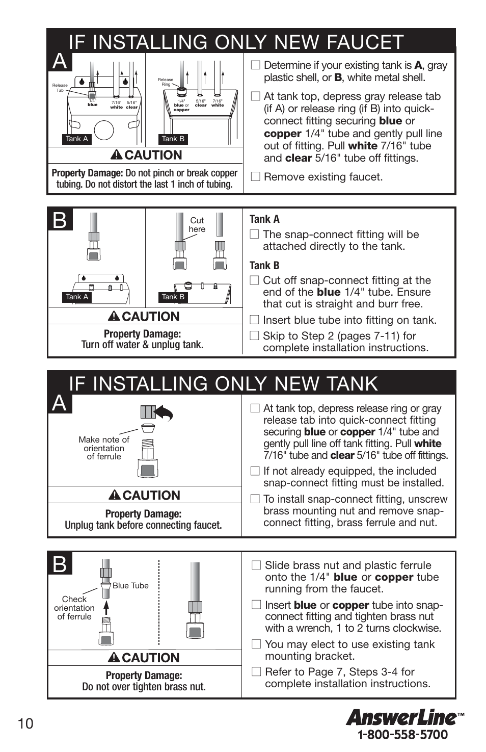 If installing only new tank, If installing only new faucet | InSinkErator 1100 User Manual | Page 10 / 43