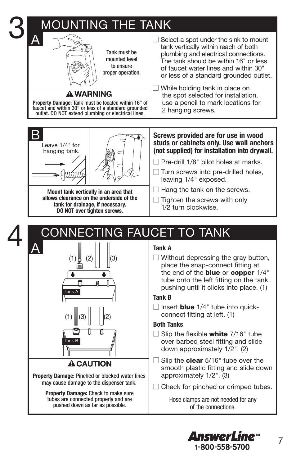 Mounting the tank connecting faucet to tank | InSinkErator 1100 User Manual | Page 7 / 43