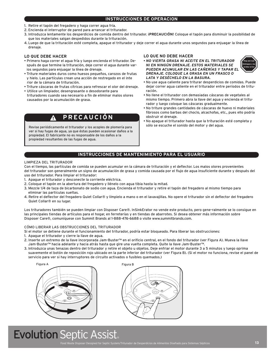 Evolution septic assist | InSinkErator EVOLUTION SEPTIC ASSIST 76137 User Manual | Page 13 / 14