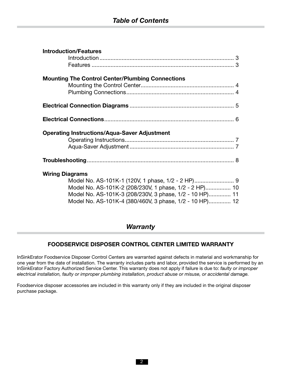 InSinkErator AQUASAVER AS-101K User Manual | Page 2 / 12