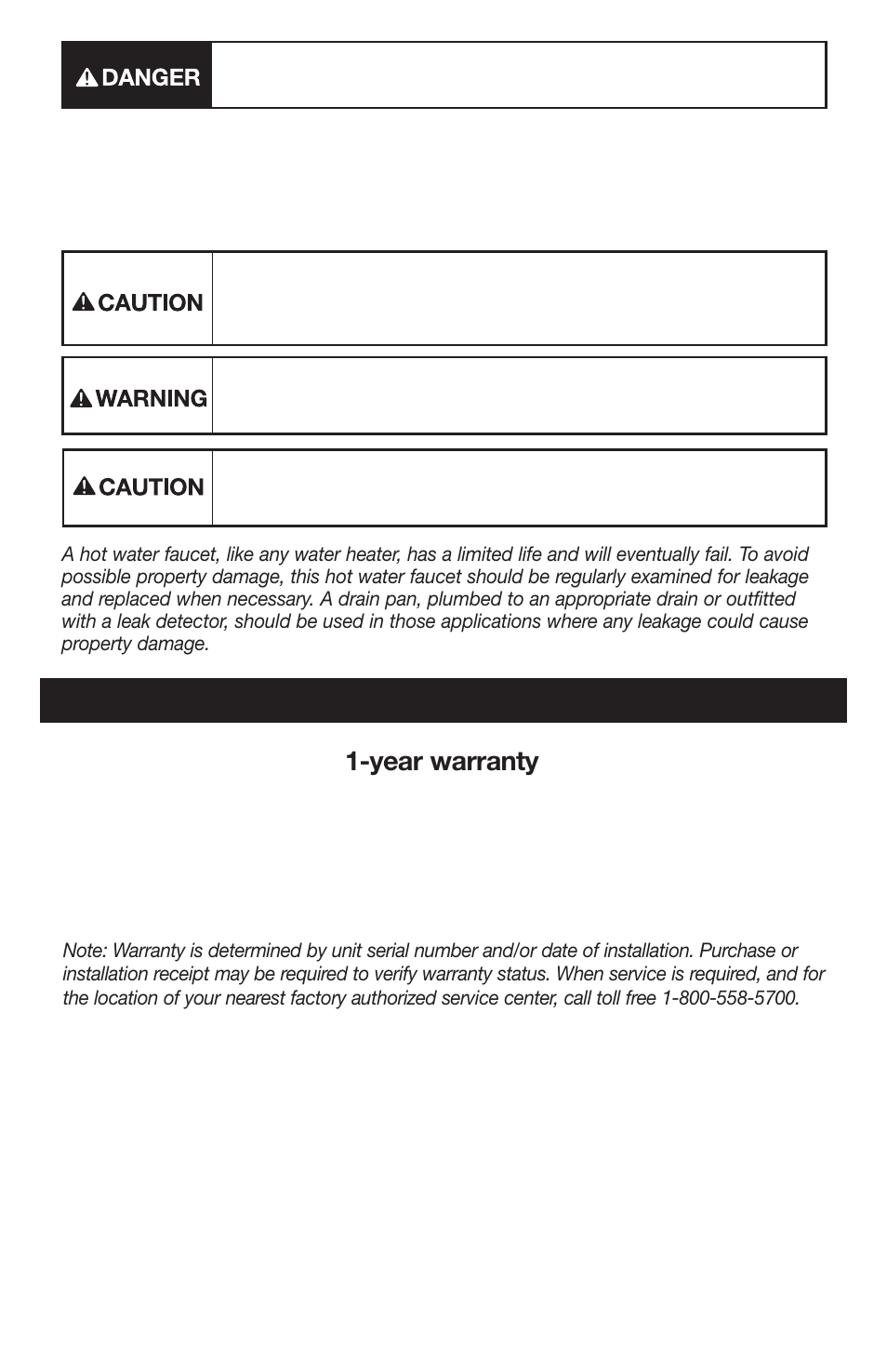 Warranty information, Year warranty | InSinkErator FAUCET User Manual | Page 8 / 32