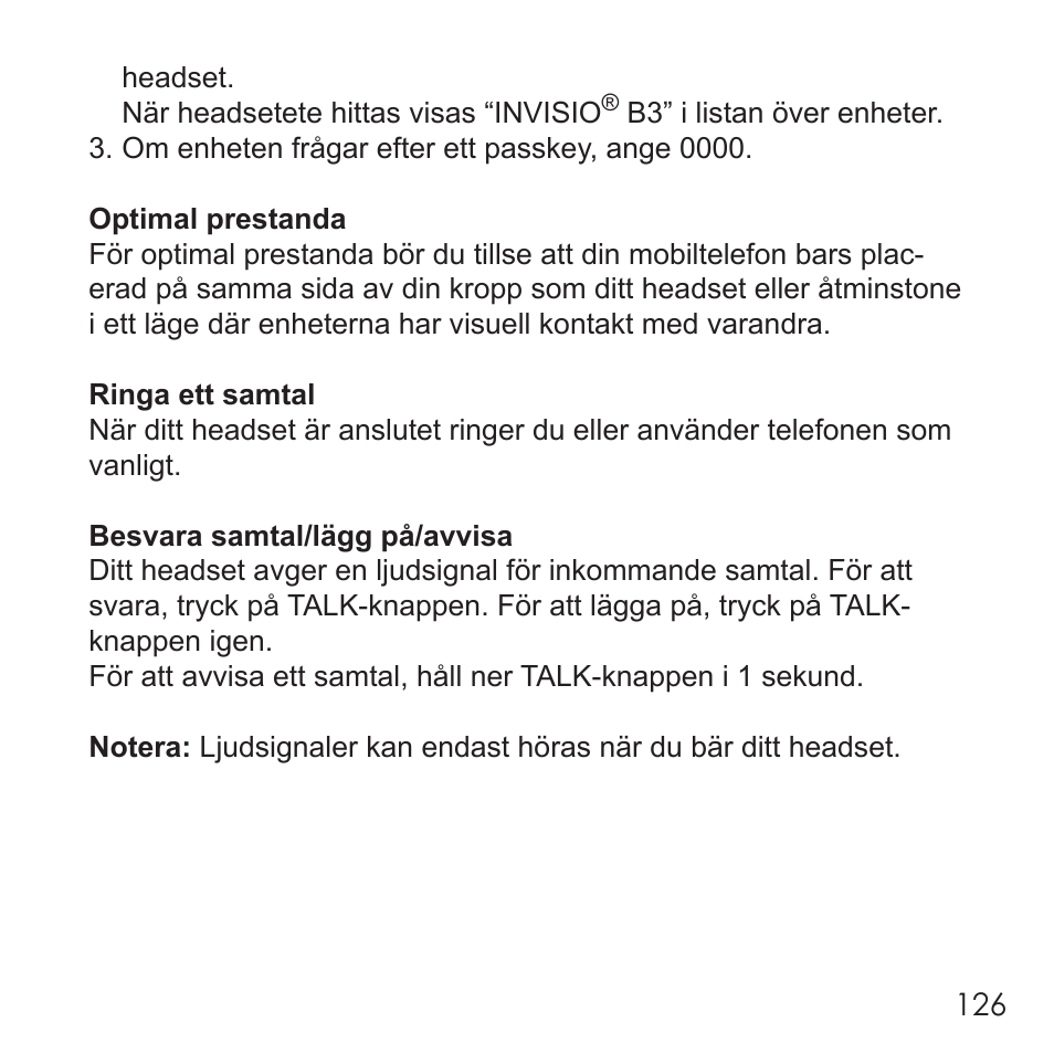 Invisio B3 User Manual | Page 126 / 133