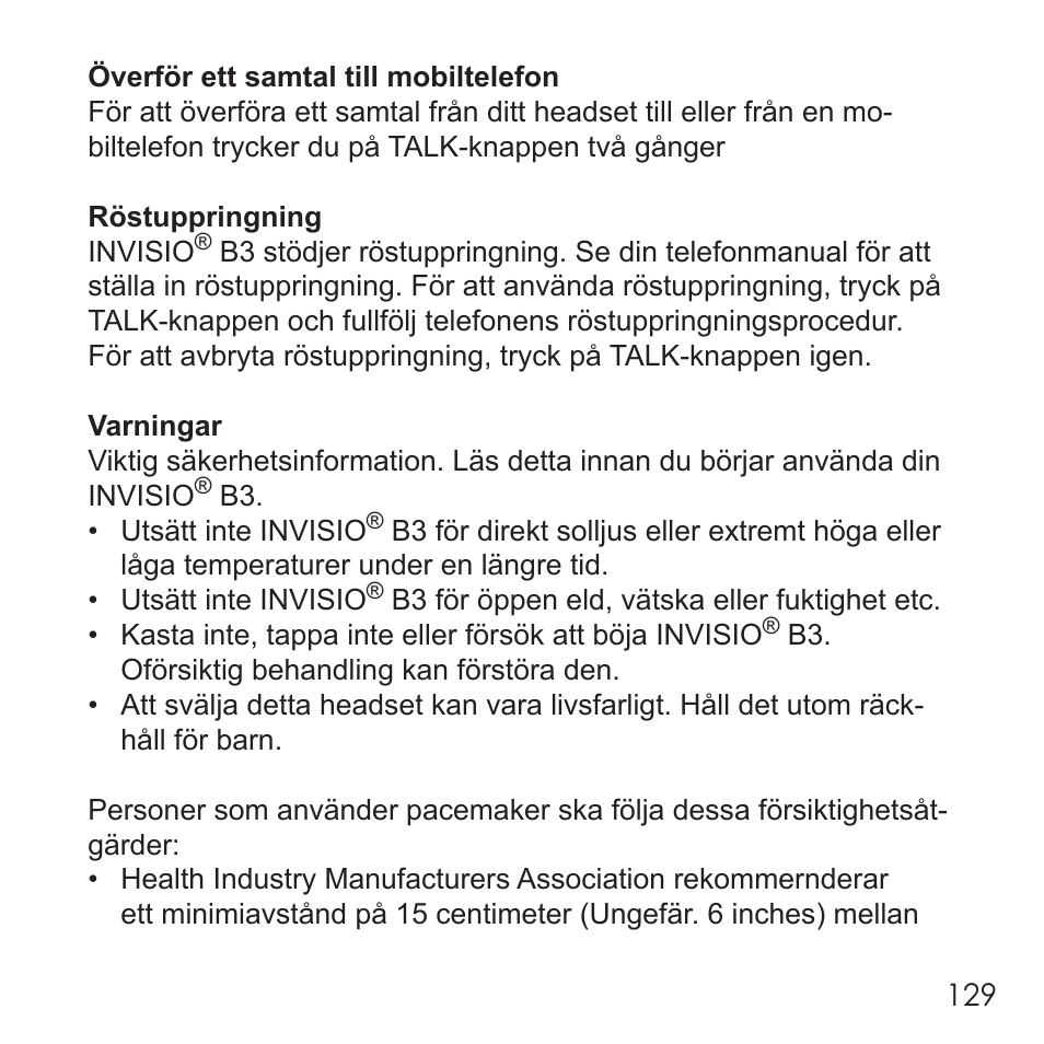 Invisio B3 User Manual | Page 129 / 133