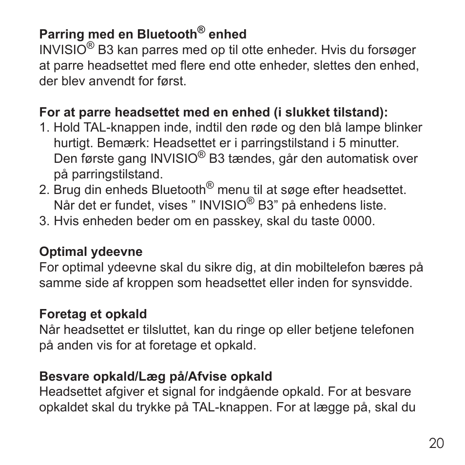 Invisio B3 User Manual | Page 20 / 133