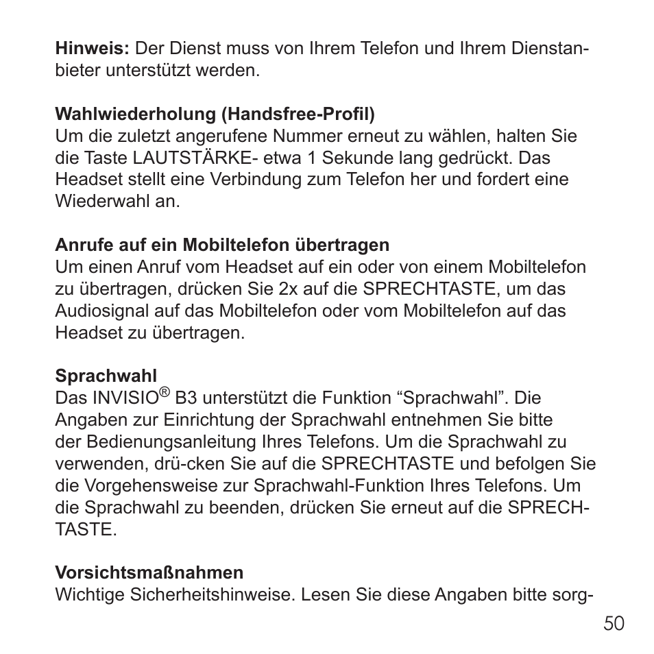 Invisio B3 User Manual | Page 50 / 133