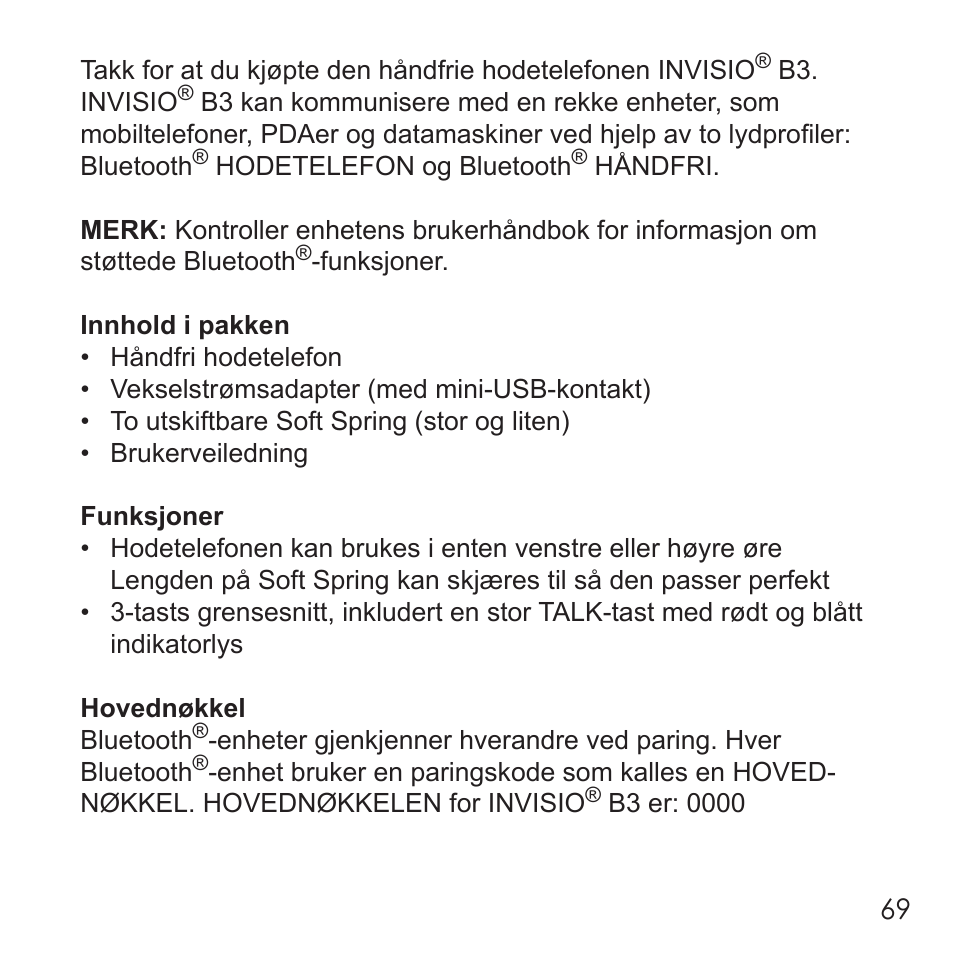 Invisio B3 User Manual | Page 69 / 133