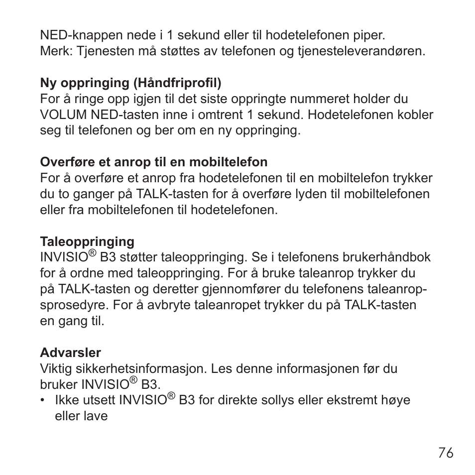 Invisio B3 User Manual | Page 76 / 133