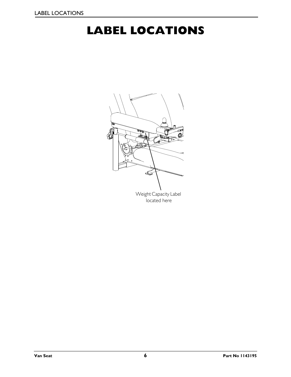 Label locations | Invacare Van Seat PHWH93 User Manual | Page 6 / 28