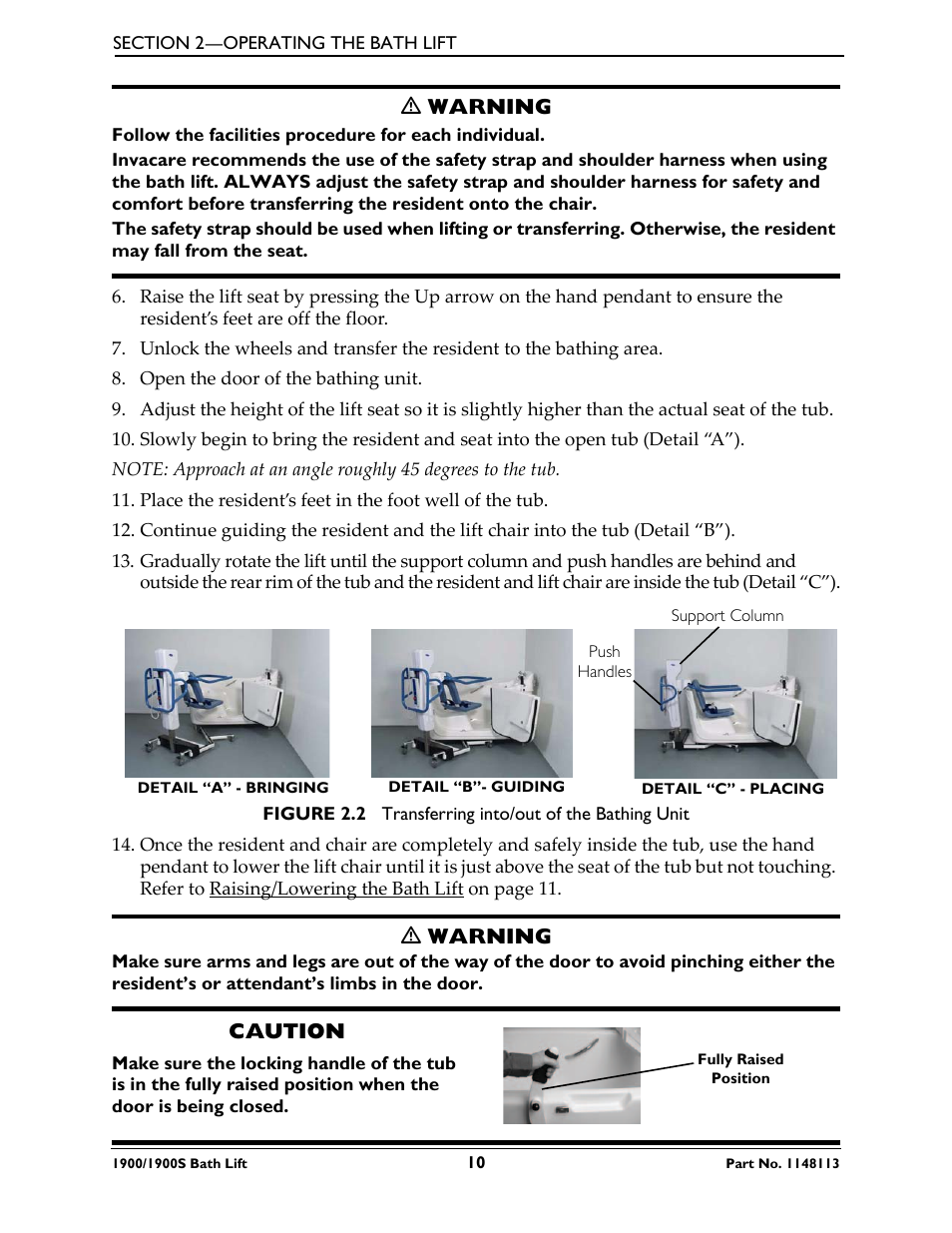 Ƽ warning, Caution | Invacare 1900 User Manual | Page 10 / 24