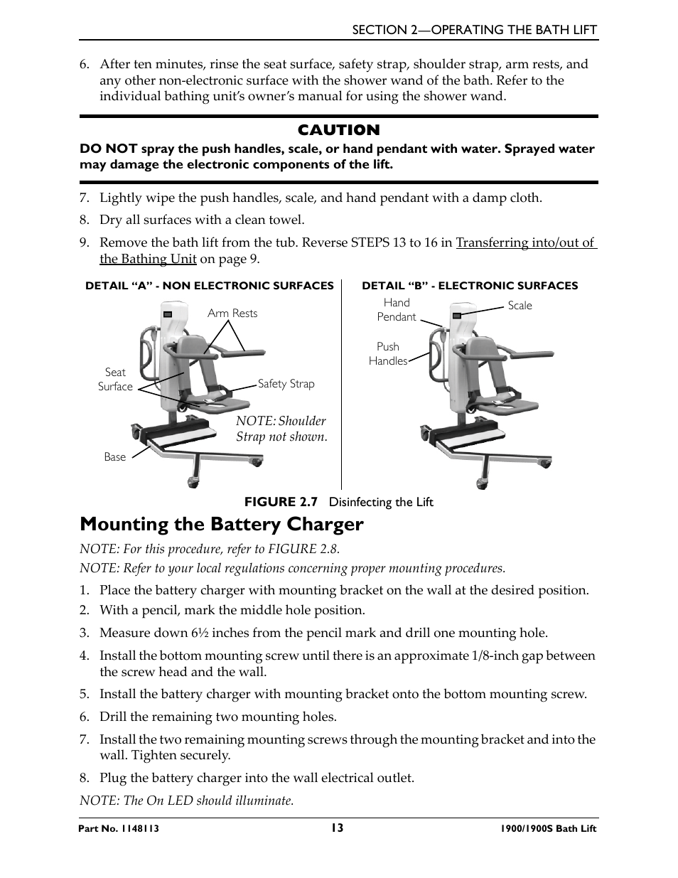 Mounting the battery charger, Figure 2.7 | Invacare 1900 User Manual | Page 13 / 24